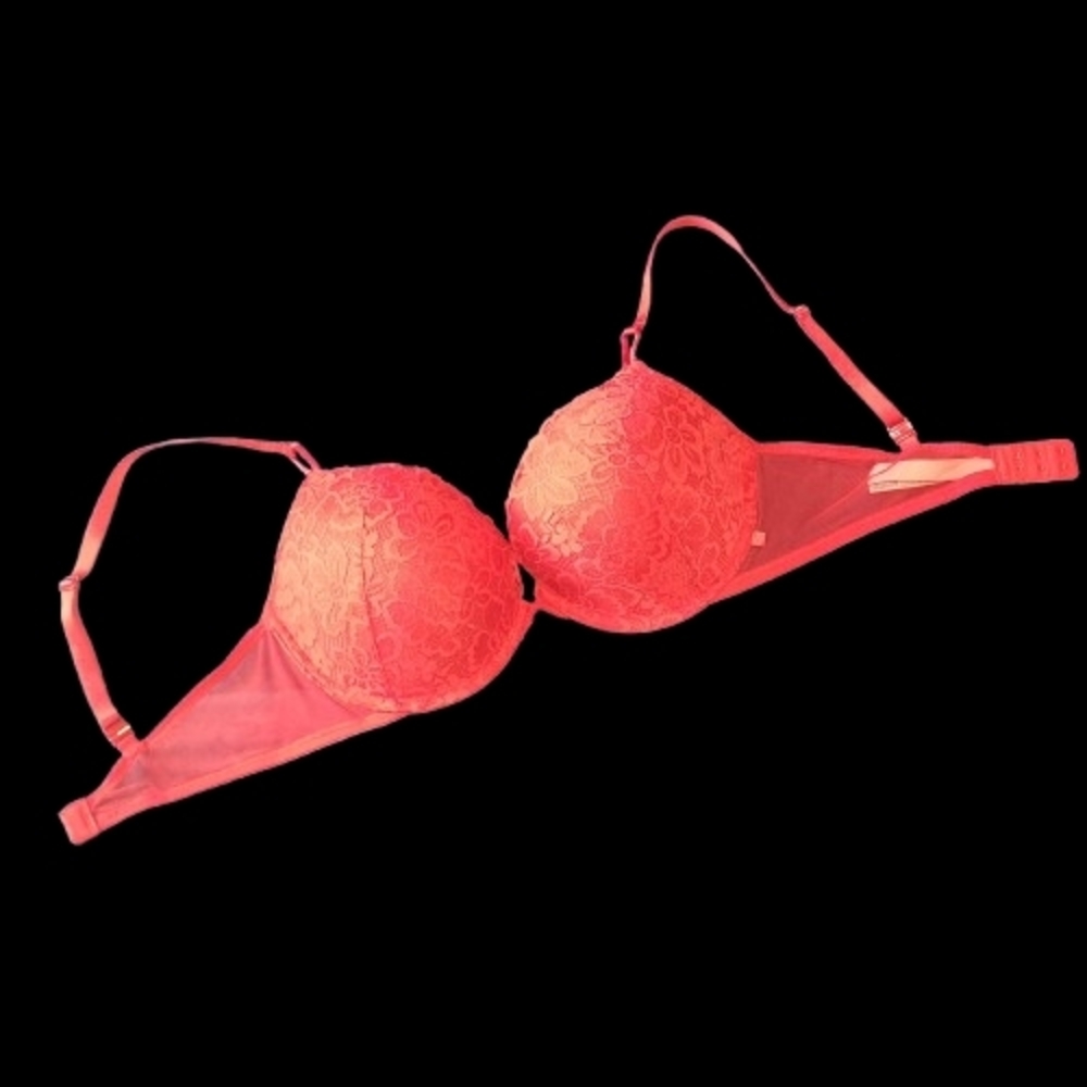 Victoria's Secret Floral Lace Push-Up Bra in Red SIZE 36D  Xlnt Condition - Picture 2 of 4